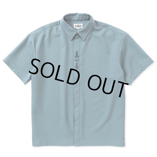 画像1: CALEE/Embroidery fly front S/S shirt（Lt.Blue）［フライフロントシャツ-23春夏］ (1)