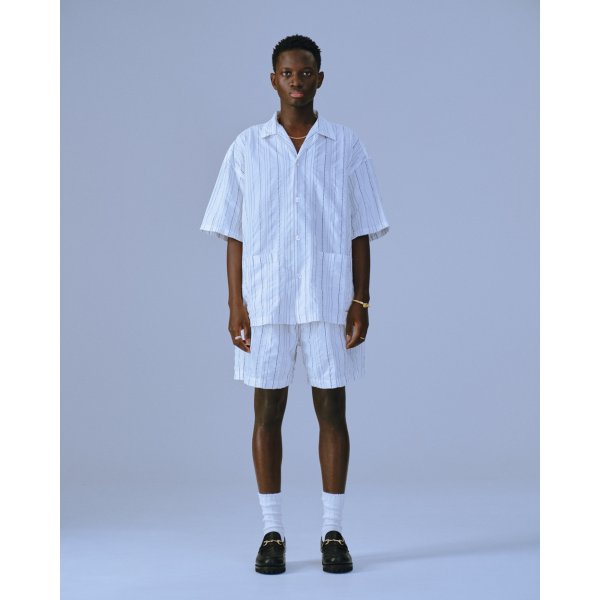 画像3: COOTIE PRODUCTIONS/Stripe Sucker Cloth 2 Tuck Easy Shorts（Black）［ストライプサッカーツータックショーツ-23春夏］ (3)