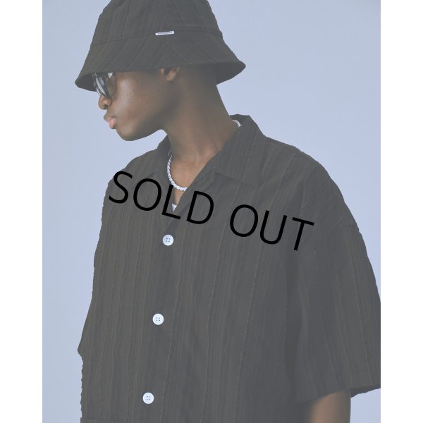 画像3: COOTIE PRODUCTIONS/Stripe Sucker Cloth Open Collar S/S Shirt（Black）［ストライプサッカーオープンカラーシャツ-23春夏］ (3)