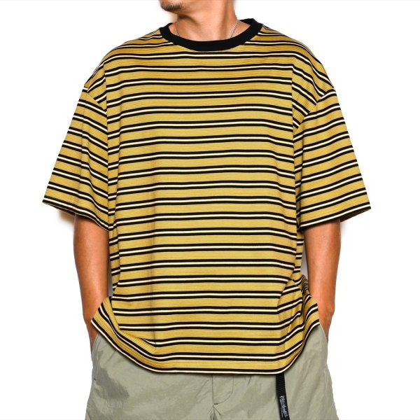 画像4: 【40%OFF】CALEE/Drop shoulder narrow pitch border S/S cutsew（Black/Purple）［ドロップショルダーボーダーT-23春夏］ (4)