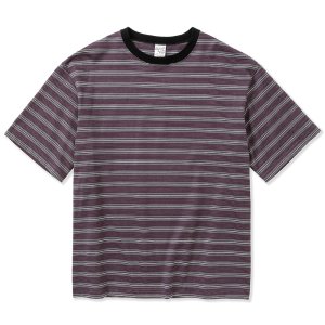 画像: 【40%OFF】CALEE/Drop shoulder narrow pitch border S/S cutsew（Black/Purple）［ドロップショルダーボーダーT-23春夏］
