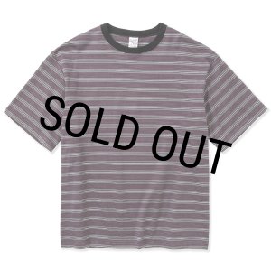 画像: 【40%OFF】CALEE/Drop shoulder narrow pitch border S/S cutsew（Black/Purple）［ドロップショルダーボーダーT-23春夏］