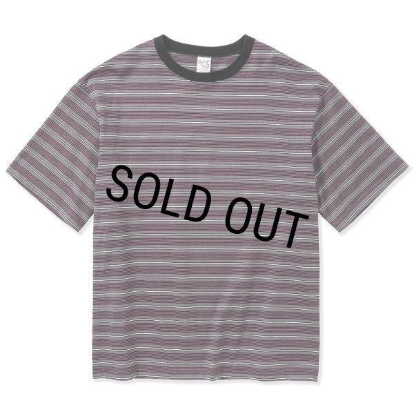 画像1: 【40%OFF】CALEE/Drop shoulder narrow pitch border S/S cutsew（Black/Purple）［ドロップショルダーボーダーT-23春夏］ (1)