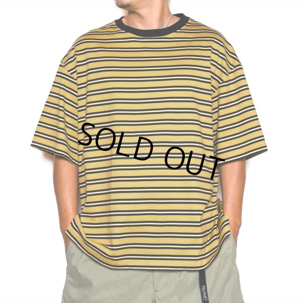 画像4: CALEE/Drop shoulder narrow pitch border S/S cutsew（Black/Mustard） 【40%OFF】［ドロップショルダーボーダーT-23春夏］ (4)