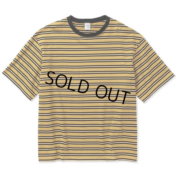 画像1: CALEE/Drop shoulder narrow pitch border S/S cutsew（Black/Mustard） 【40%OFF】［ドロップショルダーボーダーT-23春夏］ (1)