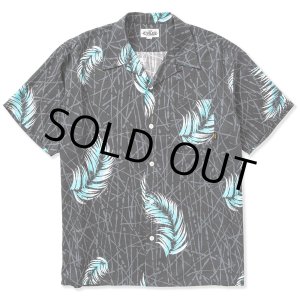 画像: CALEE/Allover feather pattern amunzen cloth S/S shirt（Black） 【50%OFF】［フェザーオープンカラーシャツ-23春夏］