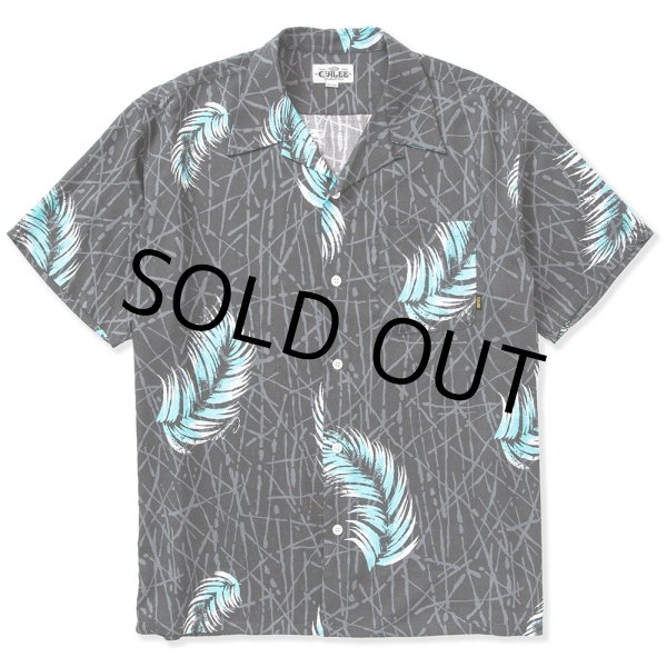 画像1: CALEE/Allover feather pattern amunzen cloth S/S shirt（Black） 【50%OFF】［フェザーオープンカラーシャツ-23春夏］ (1)