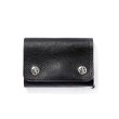 画像1: CALEE/SILVER STAR CONCHO FLAP LEATHER HALF WALLET（BLACK）［レザーハーフウォレット-23秋冬］ (1)