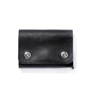 画像: CALEE/SILVER STAR CONCHO FLAP LEATHER HALF WALLET（BLACK）［レザーハーフウォレット-25春夏］