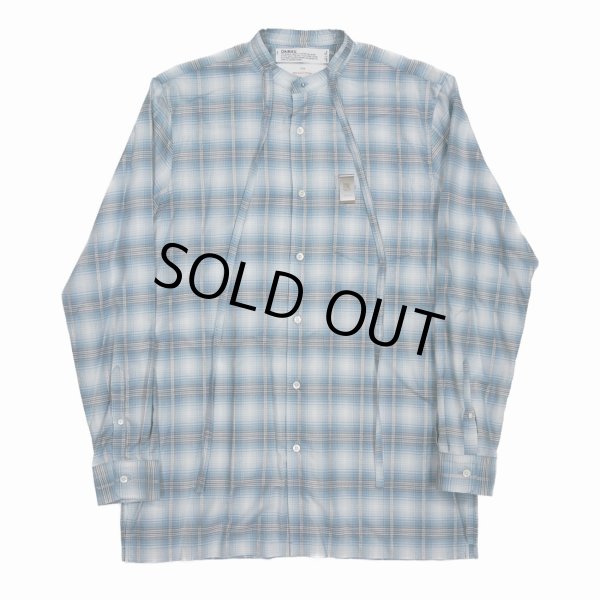 画像1: DAIRIKU/Ribbon Tie Check Shirt（Aqua） 【30%OFF】［リボンタイチェックシャツ-23秋冬］ (1)