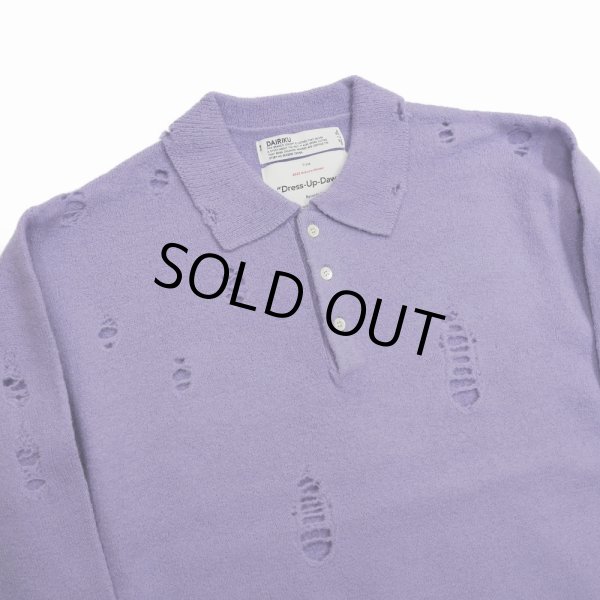 画像3: 【40%OFF】DAIRIKU/Fulling Damage Tite Polo Knit（Purple）［ダメージポロニット-23秋冬］ (3)