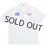 画像: PORKCHOP/PORKCHOP PAINT STRIPE WORK SHIRT（WHITE/BLACK）［ストライプワークシャツ-23秋冬］