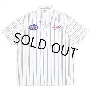 画像: PORKCHOP/PORKCHOP PAINT STRIPE WORK SHIRT（WHITE/BLACK）［ストライプワークシャツ-23秋冬］