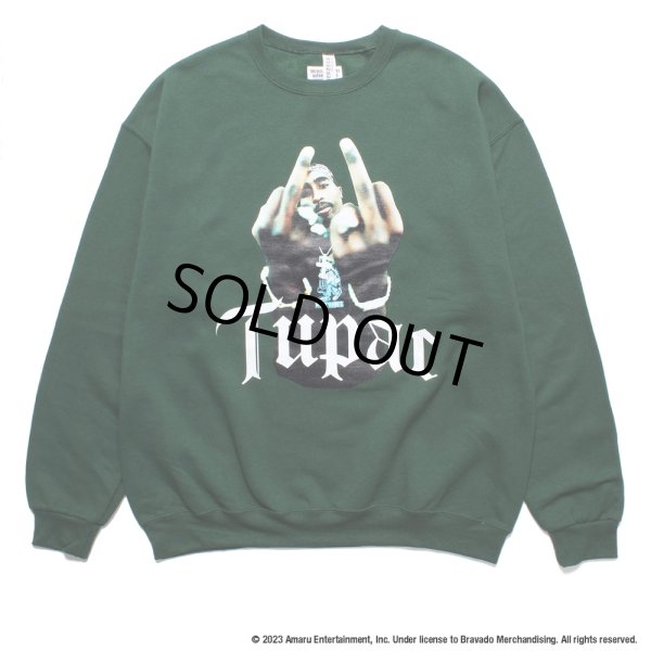 画像1: WACKO MARIA/2PAC / SWEAT SHIRT（GREEN）［クルーネックスウェット-23秋冬］ (1)