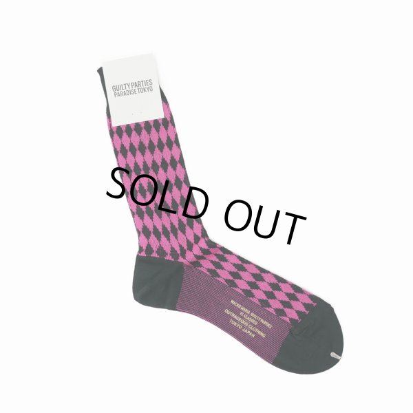 画像1: WACKO MARIA/DIAMOND JACQUARD SOCKS（PINK）［ダイヤモンドジャガードソックス-23秋冬］ (1)
