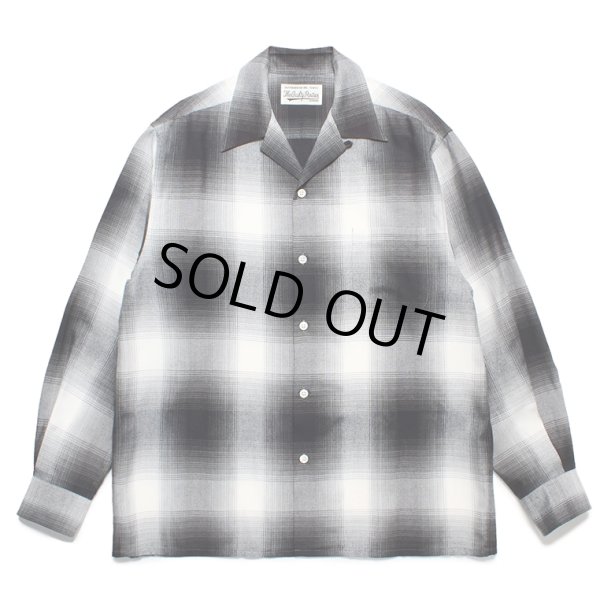 画像1: WACKO MARIA/OMBRE CHECK OPEN COLLAR SHIRT（WHITE）［オンブレチェックオープンカラーシャツ-23秋冬］ (1)