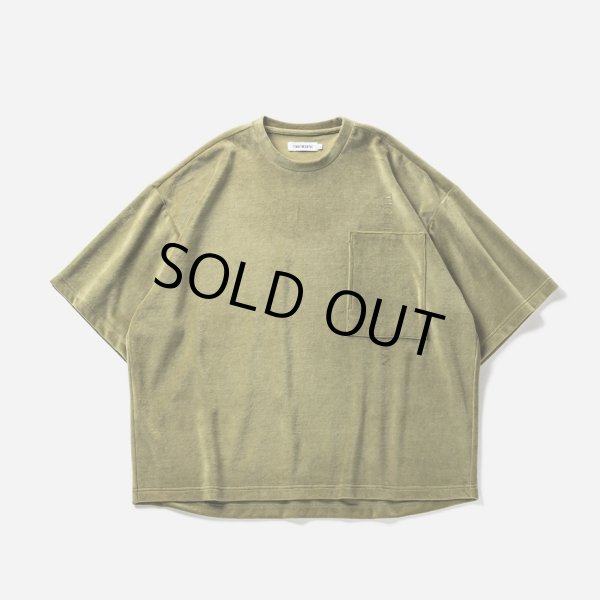 画像2: TIGHTBOOTH/STRAIGHT UP VELOUR T-SHIRT（Olive）［ベロアT-23秋冬］ (2)