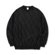 画像1: CALEE/FEATER PATTERN CREW NECK SW（BLACK）［フェザー柄クルーネックスウェット-23秋冬］ (1)