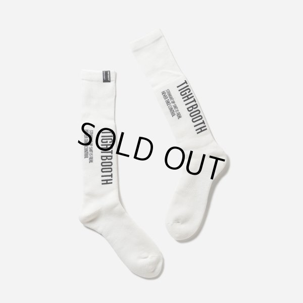 画像1: TIGHTBOOTH/LABEL LOGO HIGH SOCKS（White）［ハイソックス-23秋冬］ (1)