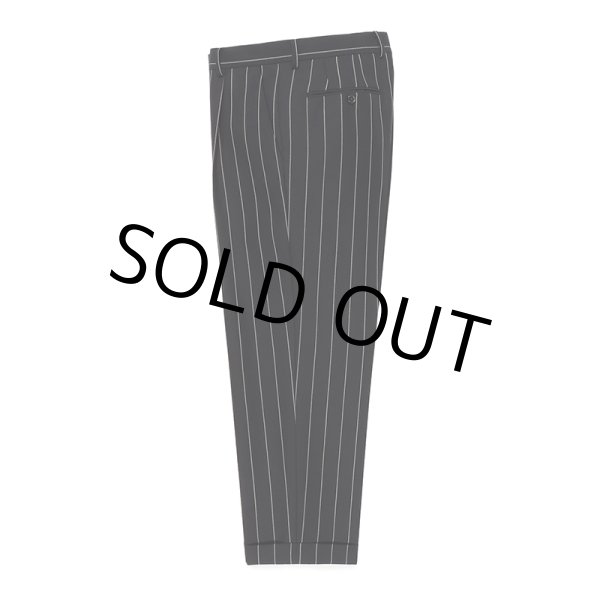 画像1: WACKO MARIA/DORMEUIL / STRIPED PLEATED TROUSERS（TYPE-2）（BLACK）［ワンタックスラックス(TYPE-2)-23秋冬］ (1)