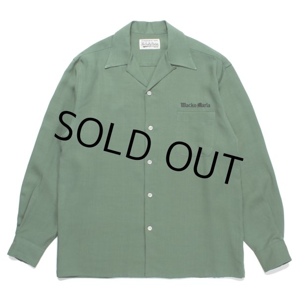 画像1: WACKO MARIA/50'S OPEN COLLAR SHIRT（GREEN）［50'Sオープンカラーシャツ-23秋冬］ (1)