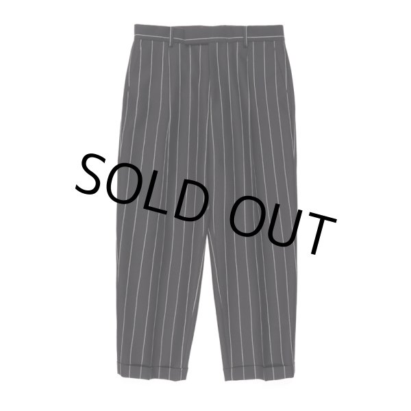 画像2: WACKO MARIA/DORMEUIL / STRIPED PLEATED TROUSERS（TYPE-2）（BLACK）［ワンタックスラックス(TYPE-2)-23秋冬］ (2)