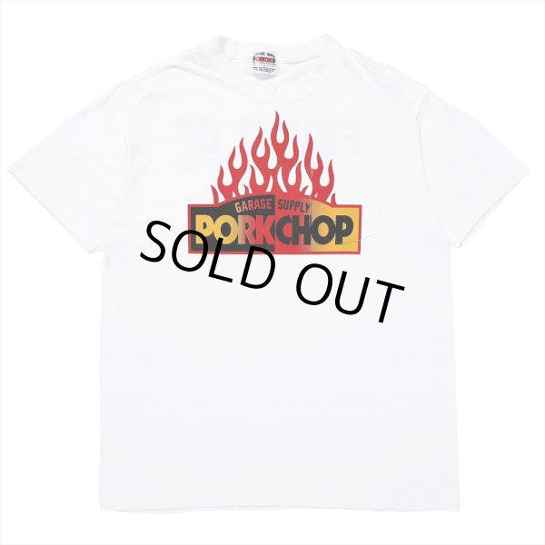 画像1: PORKCHOP/FIRE BLOCK POCKET TEE（WHITE）［プリントポケT-23秋冬］ (1)