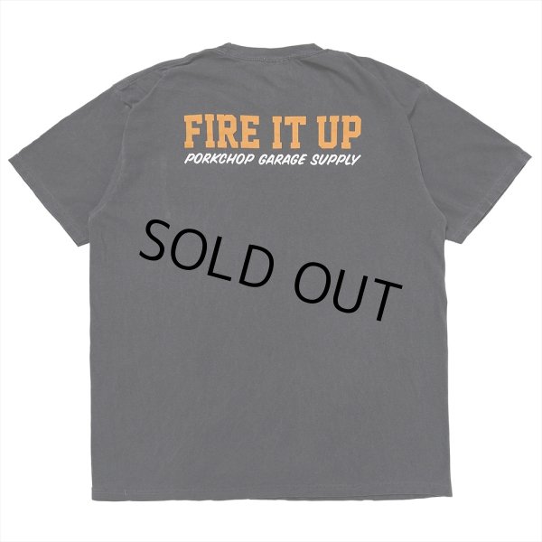画像2: PORKCHOP/FIRE BLOCK POCKET TEE（ASH BLACK）［プリントポケT-23秋冬］ (2)