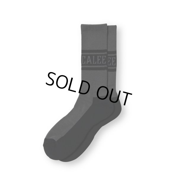 画像1: CALEE/JACQUARD PILE LINE SOCKS（CHARCOAL） 【30%OFF】［ラインソックス-23秋冬］ (1)