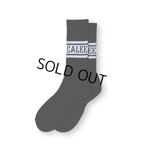 画像1: CALEE/JACQUARD PILE LINE SOCKS（BLACK） 【40%OFF】［ラインソックス-23秋冬］ (1)