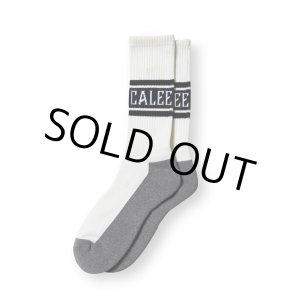 画像: CALEE/JACQUARD PILE LINE SOCKS（WHITE）［ラインソックス-23秋冬］