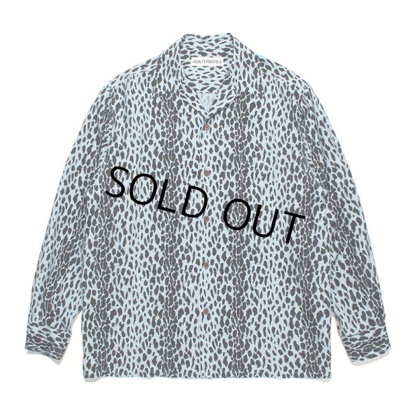 画像1: WACKO MARIA/LEOPARD OPEN COLLAR SHIRT（BLUE）［レオパードオープンカラーシャツ-23秋冬］ (1)