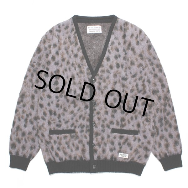 WACKO MARIA/LEOPARD MOHAIR KNIT JACQUARD CARDIGAN（PURPLE