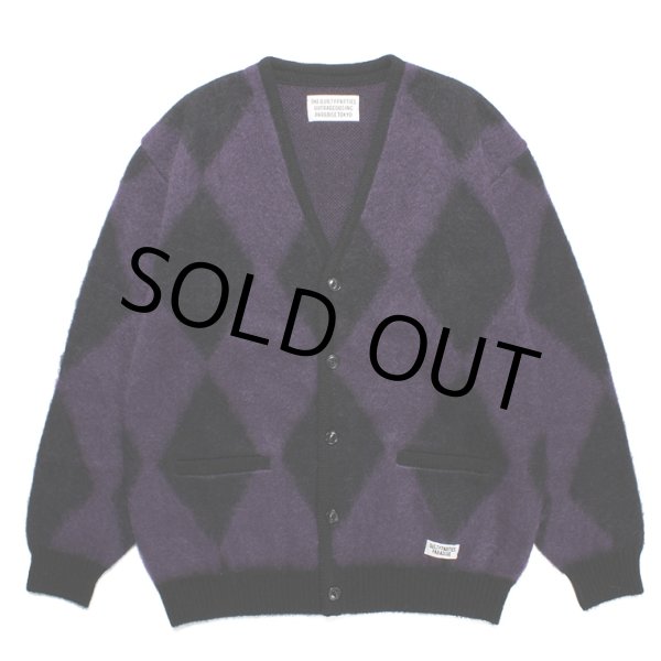 画像1: WACKO MARIA/DIAMOND MOHAIR KNIT CARDIGAN（PURPLE）［ダイヤモンドモヘアカーディガン-23秋冬］ (1)