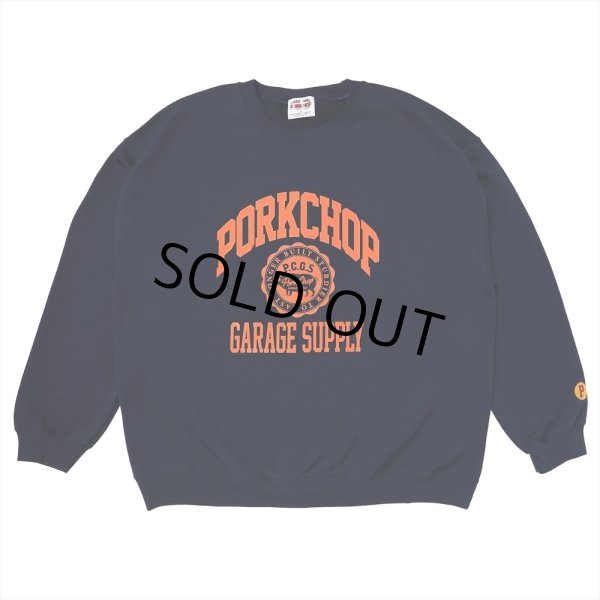 画像1: PORKCHOP/2nd COLLEGE SWEAT（NAVY）［クルーネックスウェット-23秋冬］ (1)