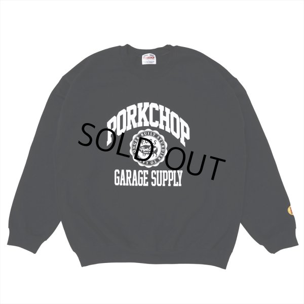 画像1: PORKCHOP/2nd COLLEGE SWEAT（BLACK）［クルーネックスウェット-23秋冬］ (1)