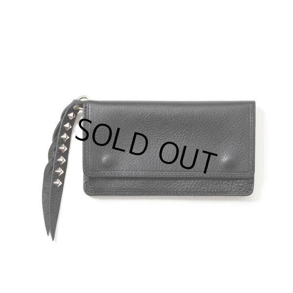 画像1: CALEE/PLANE LEATHER LONG WALLET＜STUDS CHARM＞（BLACK）［ロングウォレット-23秋冬］ (1)