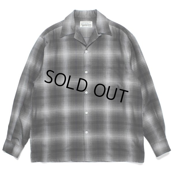 画像1: WACKO MARIA/OMBRE CHECK OPEN COLLAR SHIRT（GRAY）［オンブレチェックオープンカラーシャツ-23秋冬］ (1)