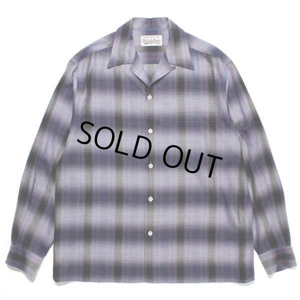 画像1: WACKO MARIA/OMBRE CHECK OPEN COLLAR SHIRT（PURPLE）［オンブレチェックオープンカラーシャツ-23秋冬］ (1)