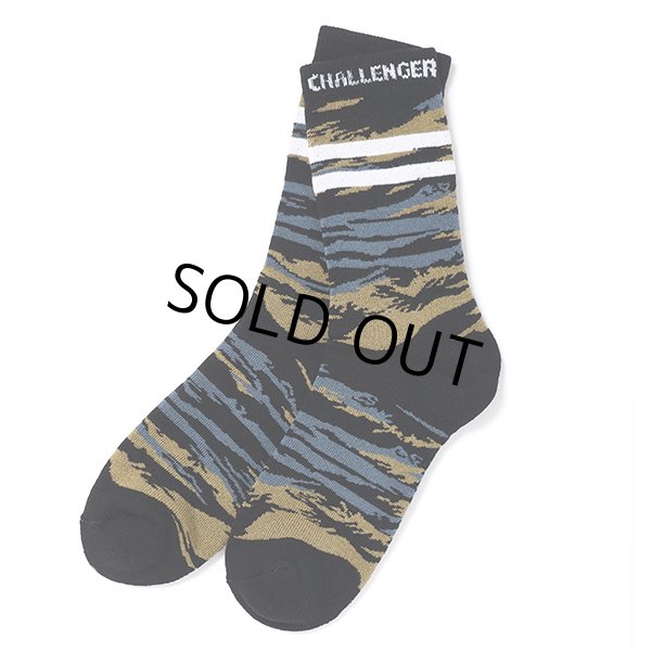画像1: CHALLENGER/CAMO SOCKS（TIGER CAMO）［カモソックス-24春夏］ (1)