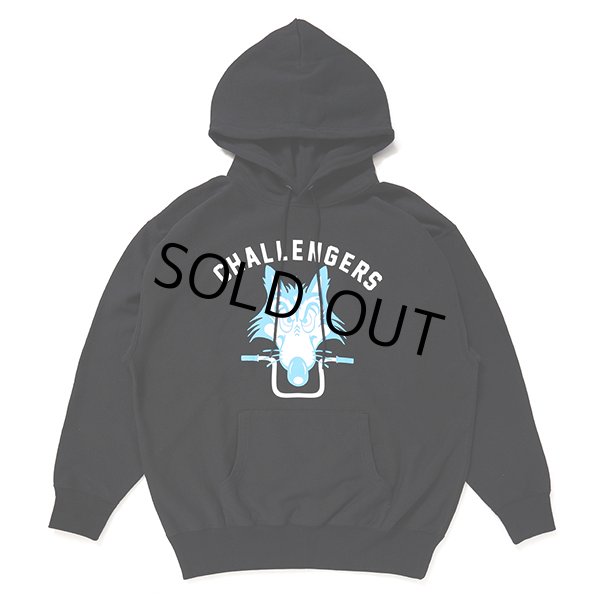 画像1: CHALLENGER/WOLF MC HOODIE（BLACK）［プルオーバーパーカー-24春夏］ (1)