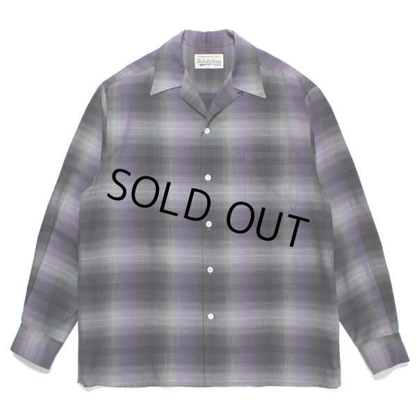 画像1: WACKO MARIA/OMBRE CHECK OPEN COLLAR SHIRT（PURPLE）［オンブレチェックオープンカラーシャツ-23秋冬］ (1)