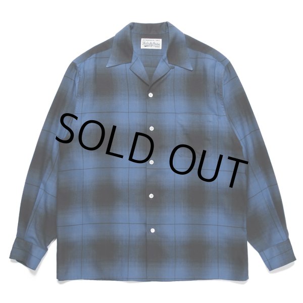 画像1: WACKO MARIA/OMBRE CHECK OPEN COLLAR SHIRT（BLUE）［オンブレチェックオープンカラーシャツ-23秋冬］ (1)
