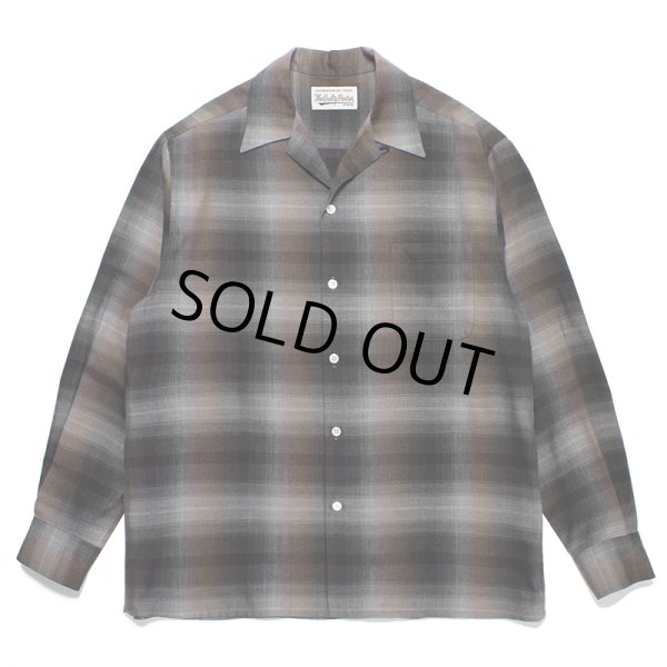 画像1: WACKO MARIA/OMBRE CHECK OPEN COLLAR SHIRT（BROWN）［オンブレチェックオープンカラーシャツ-23秋冬］ (1)