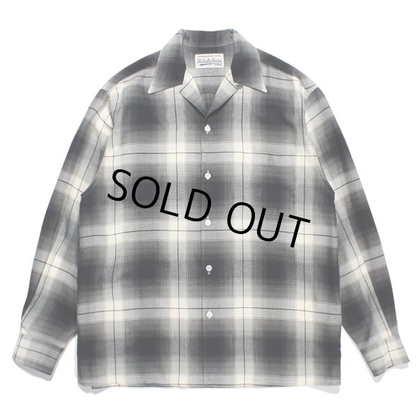 画像1: WACKO MARIA/OMBRE CHECK OPEN COLLAR SHIRT（WHITE）［オンブレチェックオープンカラーシャツ-23秋冬］ (1)