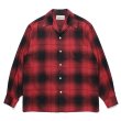 画像1: WACKO MARIA/OMBRE CHECK OPEN COLLAR SHIRT（RED）［オンブレチェックオープンカラーシャツ-23秋冬］ (1)