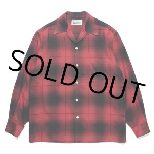 画像: WACKO MARIA/OMBRE CHECK OPEN COLLAR SHIRT（RED）［オンブレチェックオープンカラーシャツ-23秋冬］