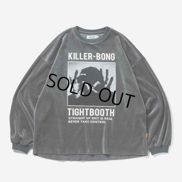 画像1: TIGHTBOOTH/HAND SIGN VELOUR LS（Charcoal）［ベロアロングスリーブ-23秋冬］ (1)