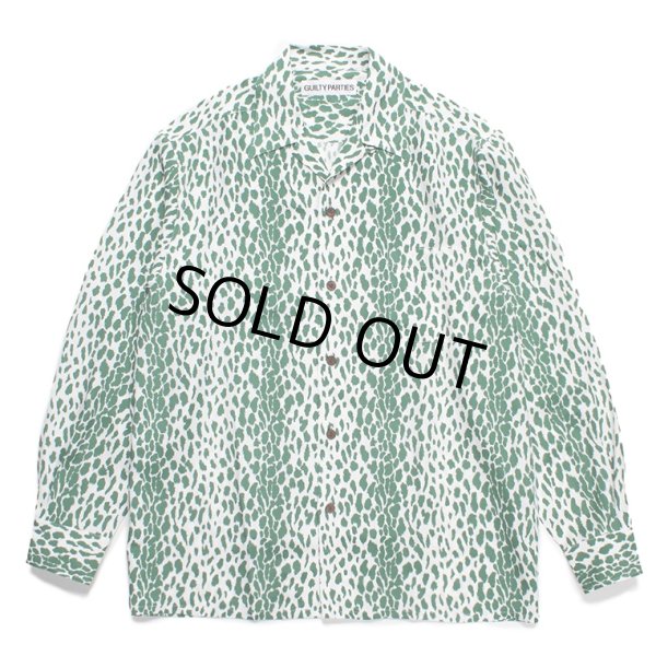 画像1: WACKO MARIA/LEOPARD OPEN COLLAR SHIRT（GREEN）［レオパードオープンカラーシャツ-24春夏］ (1)