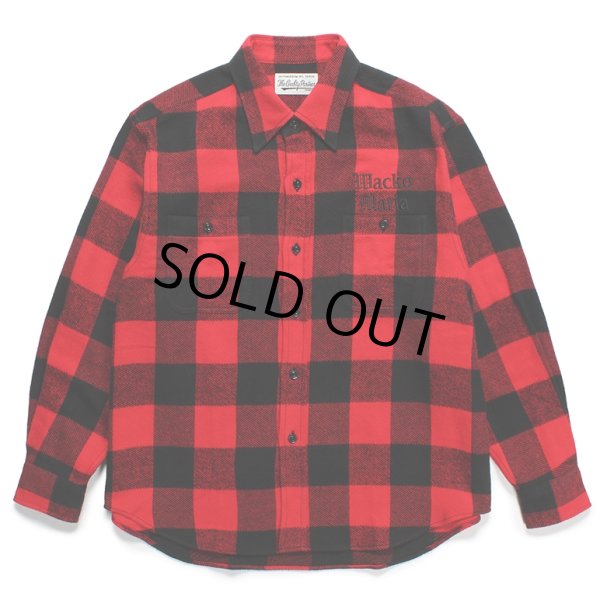 画像1: WACKO MARIA/BLOCK CHECK FLANNEL SHIRT（RED）［ブロックチェックフランネルシャツ-24春夏］ (1)